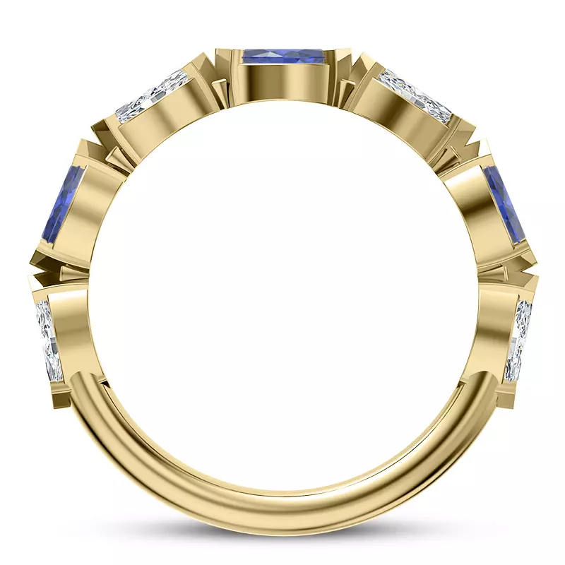 14K Yellow Gold Ocean Sapphire And Diamond Band
