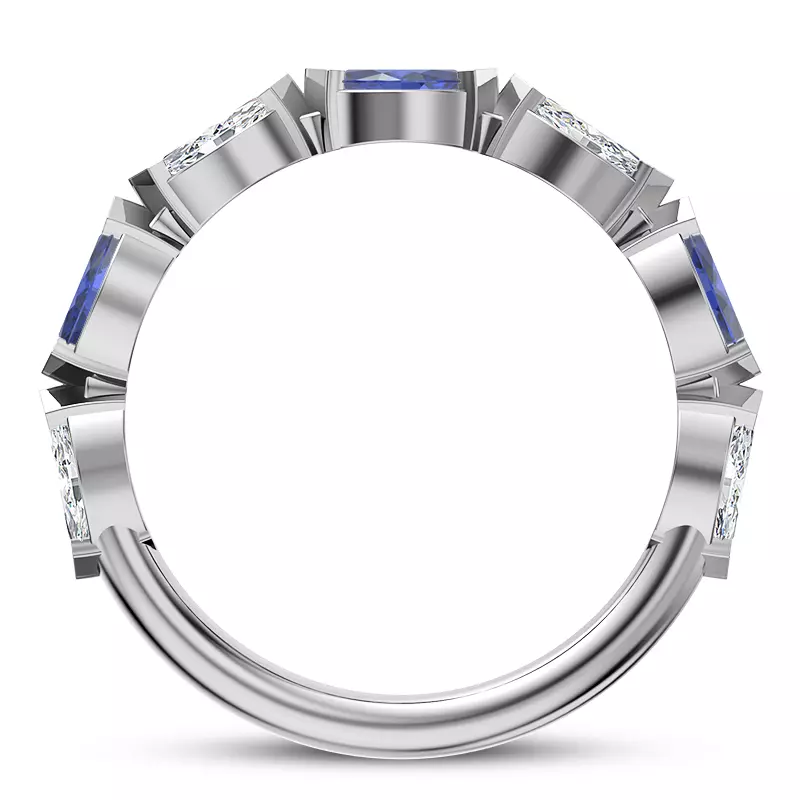 Platinum Ocean Sapphire And Diamond Band