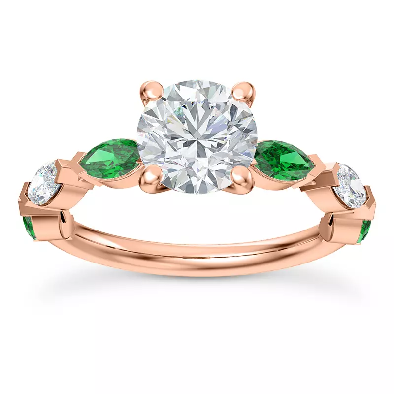 14K Rose Gold Clora Emerald And Diamond Engagement Ring