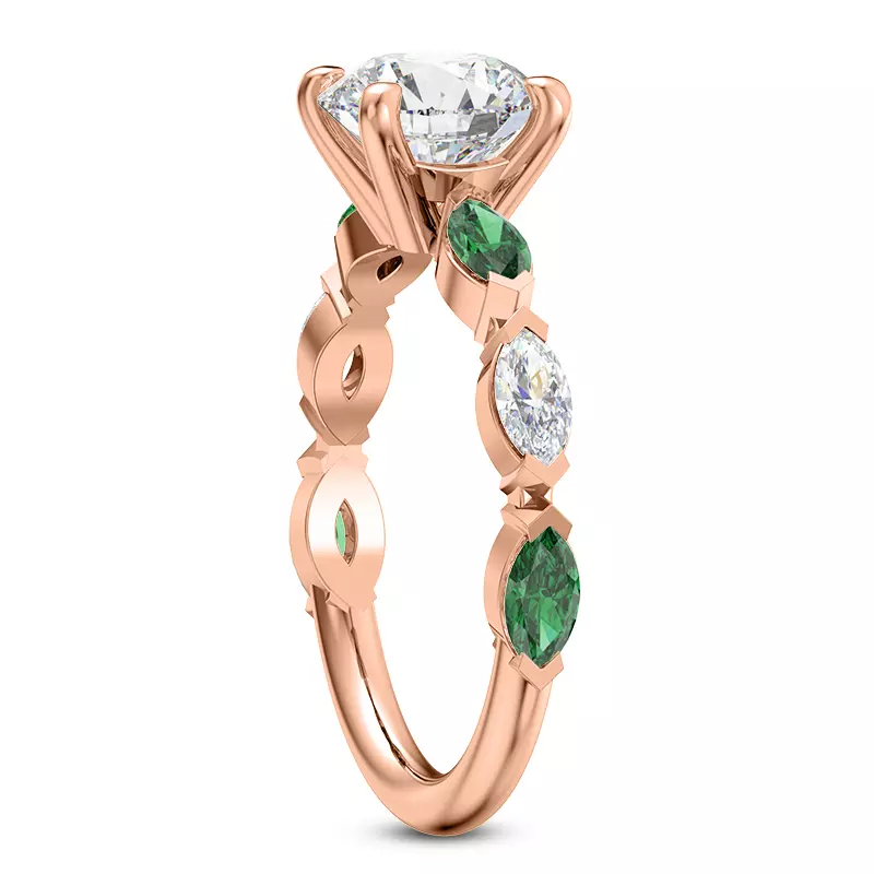 14K Rose Gold Clora Emerald And Diamond Engagement Ring