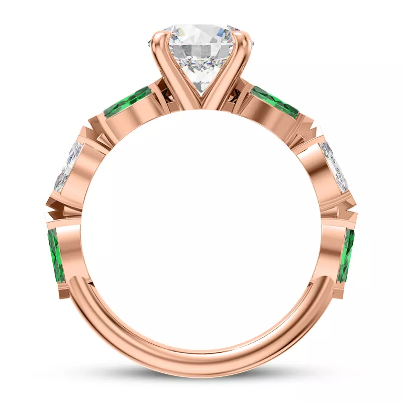 14K Rose Gold Clora Emerald And Diamond Engagement Ring