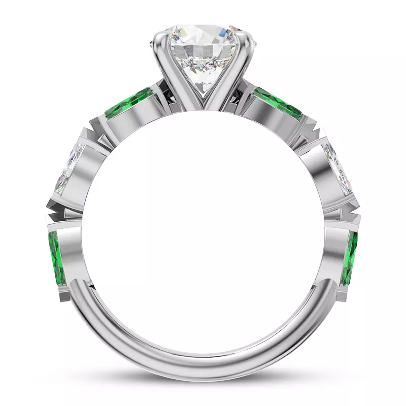 14K White Gold Clora Emerald And Diamond Engagement Ring
