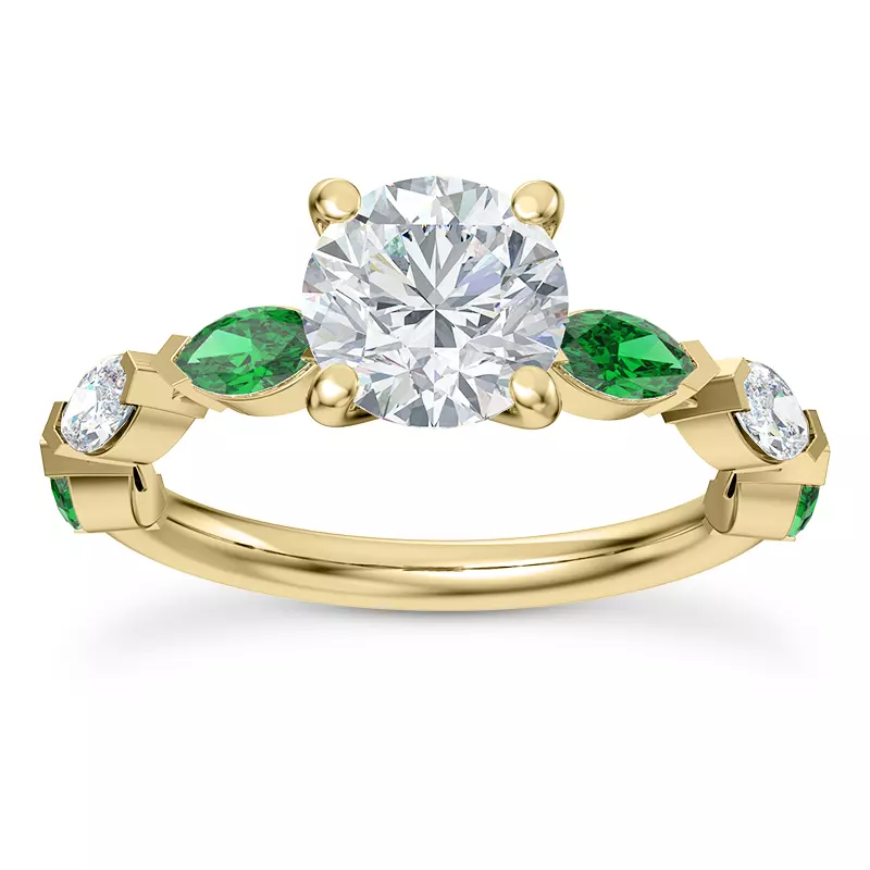 14K Yellow Gold Clora Emerald And Diamond Engagement Ring