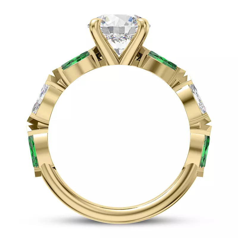 14K Yellow Gold Clora Emerald And Diamond Engagement Ring