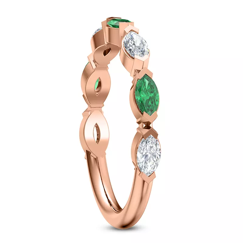 14K Rose Gold Clora Emerald And Diamond Band