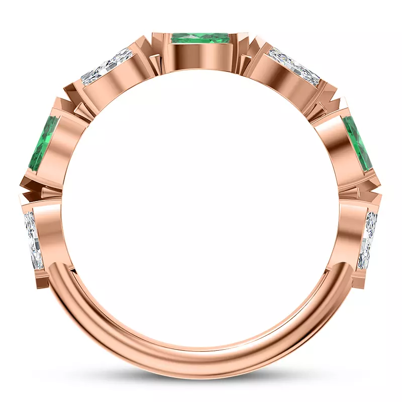 14K Rose Gold Clora Emerald And Diamond Band
