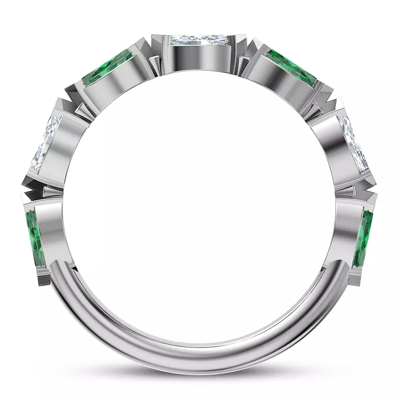 14K White Gold Clora Emerald And Diamond Band