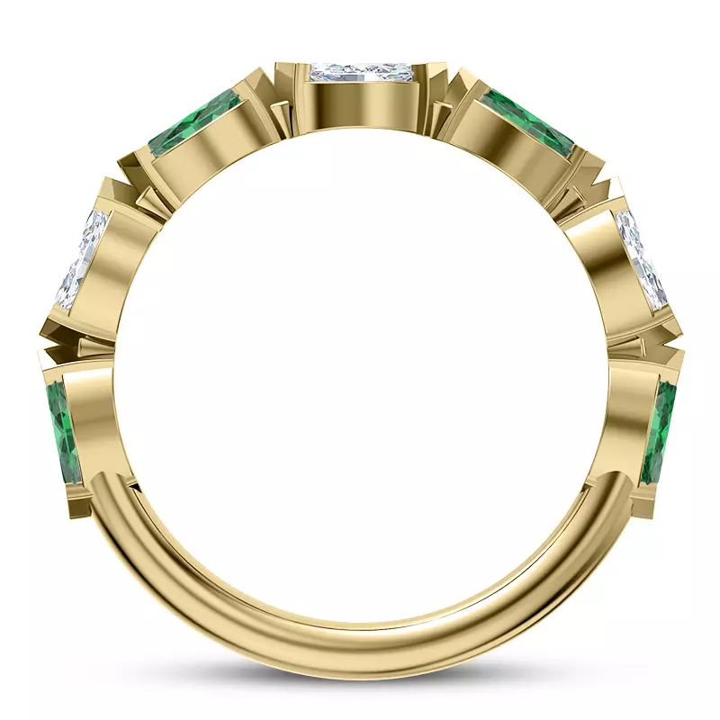 14K Yellow Gold Clora Emerald And Diamond Band