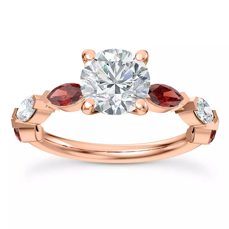 14K Rose Gold Adamina Ruby And Diamond Engagement ring