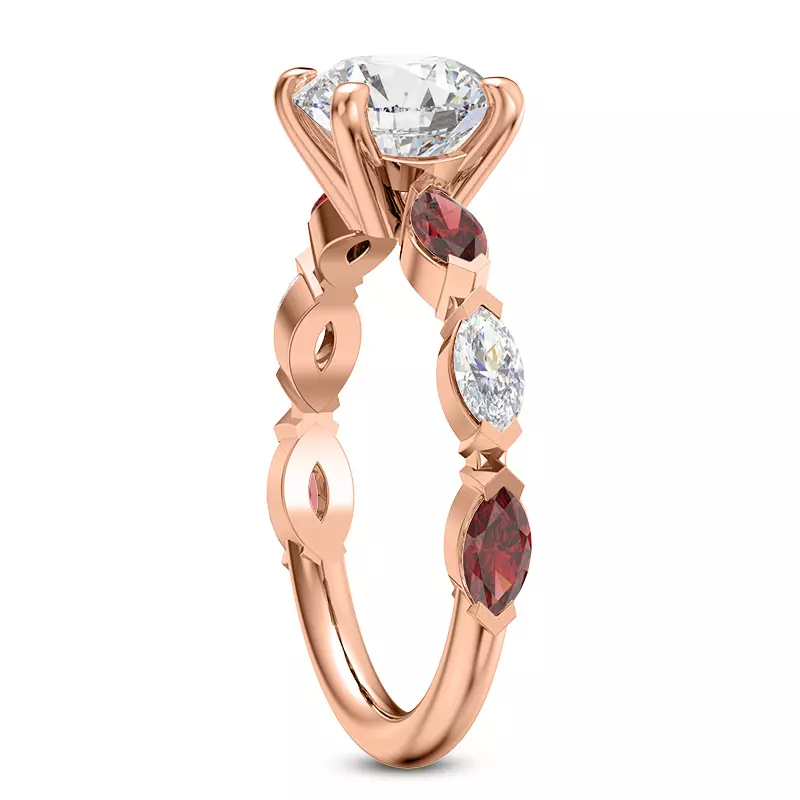 14K Rose Gold Adamina Ruby And Diamond Engagement ring
