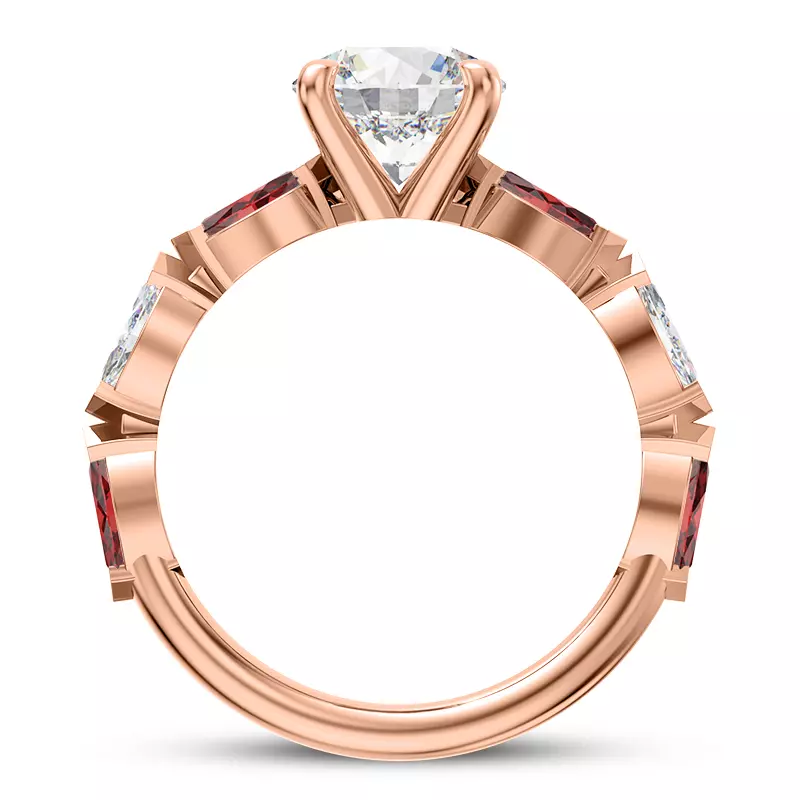 14K Rose Gold Adamina Ruby And Diamond Engagement ring