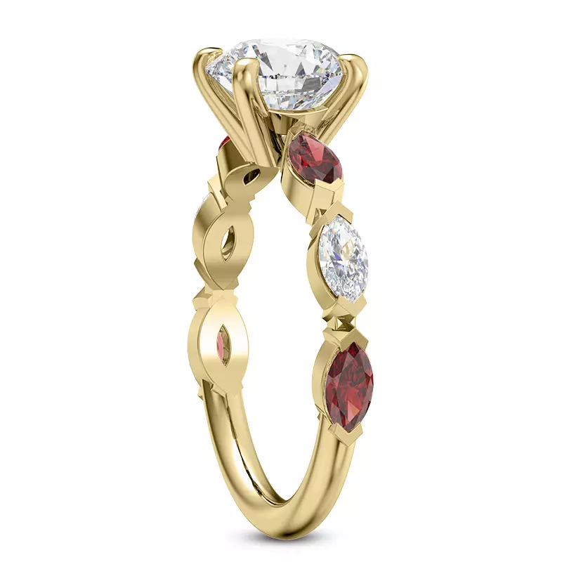 14K Yellow Gold Adamina Ruby And Diamond Engagement ring