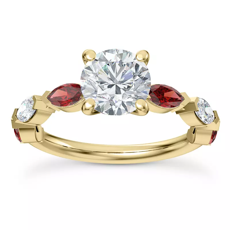18K Yellow Gold Adamina Ruby And Diamond Engagement ring