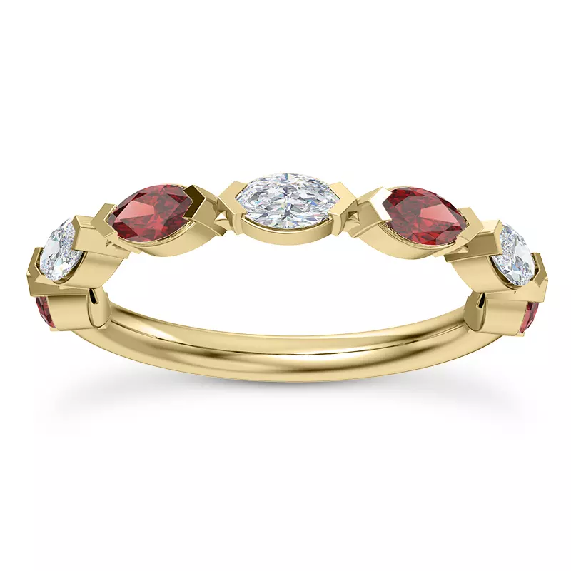 18K Yellow Gold Adamina Ruby And Diamond Band
