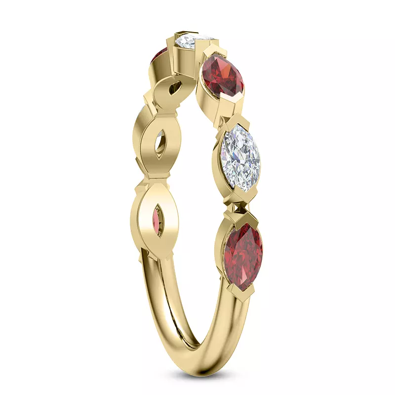 18K Yellow Gold Adamina Ruby And Diamond Band
