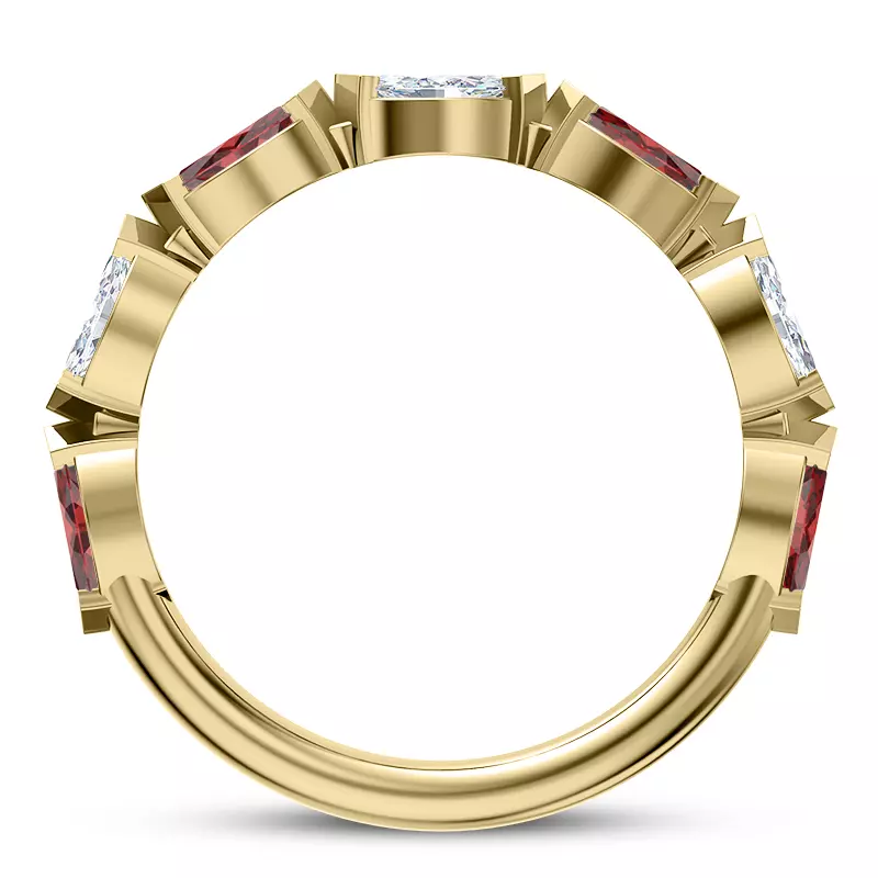 18K Yellow Gold Adamina Ruby And Diamond Band
