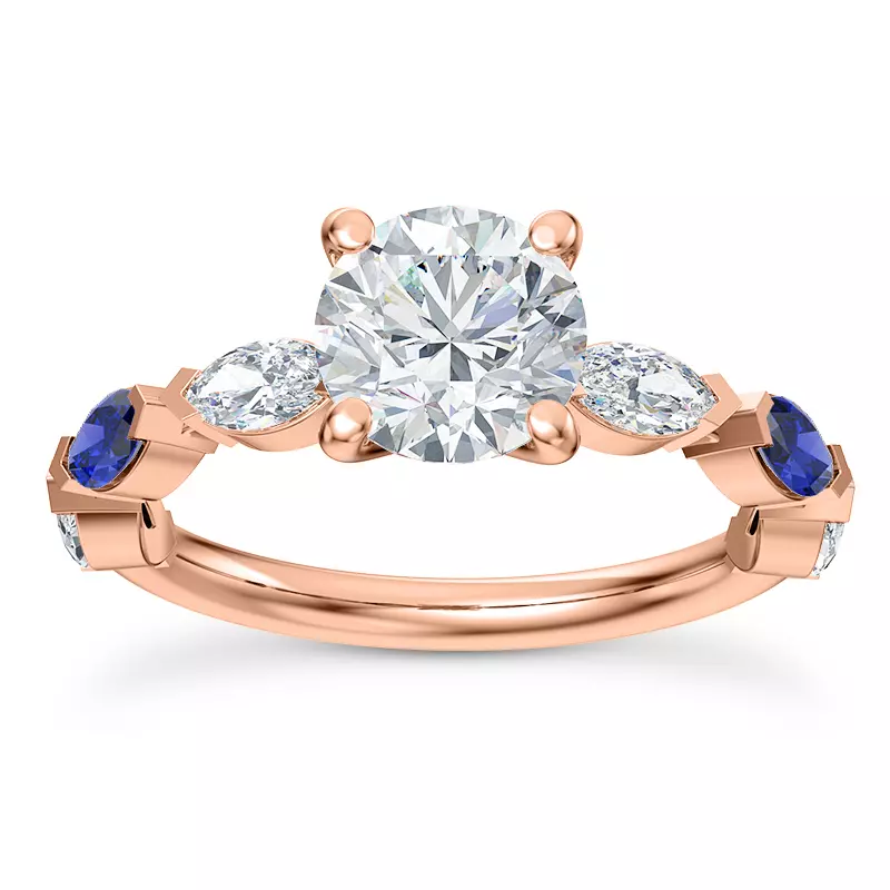 14K Rose Gold Astro Diamond And Sapphire Engagement Ring