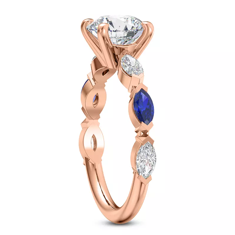 14K Rose Gold Astro Diamond And Sapphire Engagement Ring
