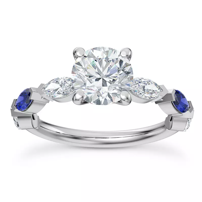 Platinum Astro Diamond And Sapphire Engagement Ring