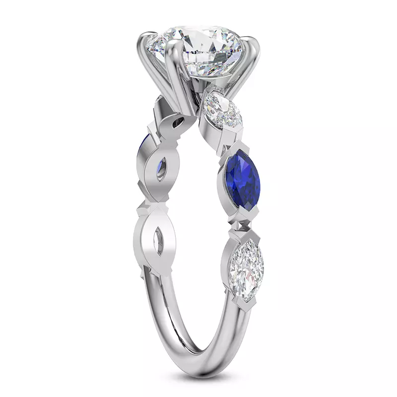 Platinum Astro Diamond And Sapphire Engagement Ring