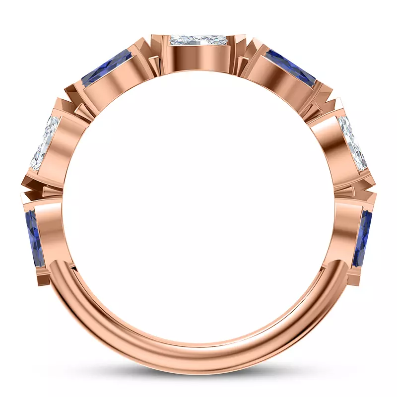 14K Rose Gold Astro Diamond And Sapphire Band