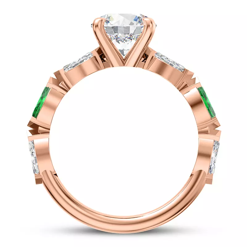 14K Rose Gold Viridi Diamond And Emerald Engagement Ring