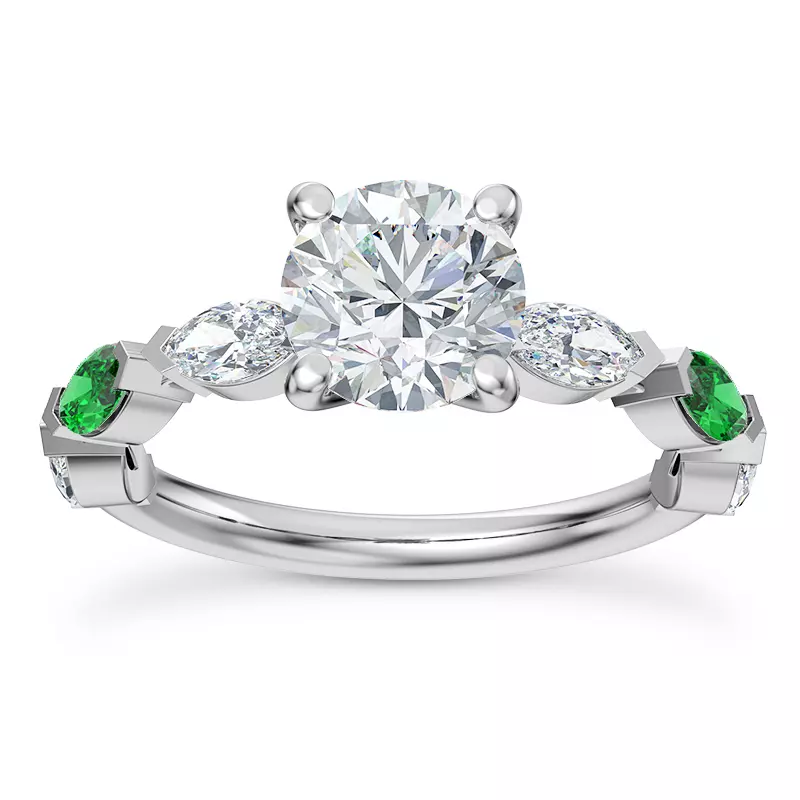 Platinum Viridi Diamond And Emerald Engagement Ring