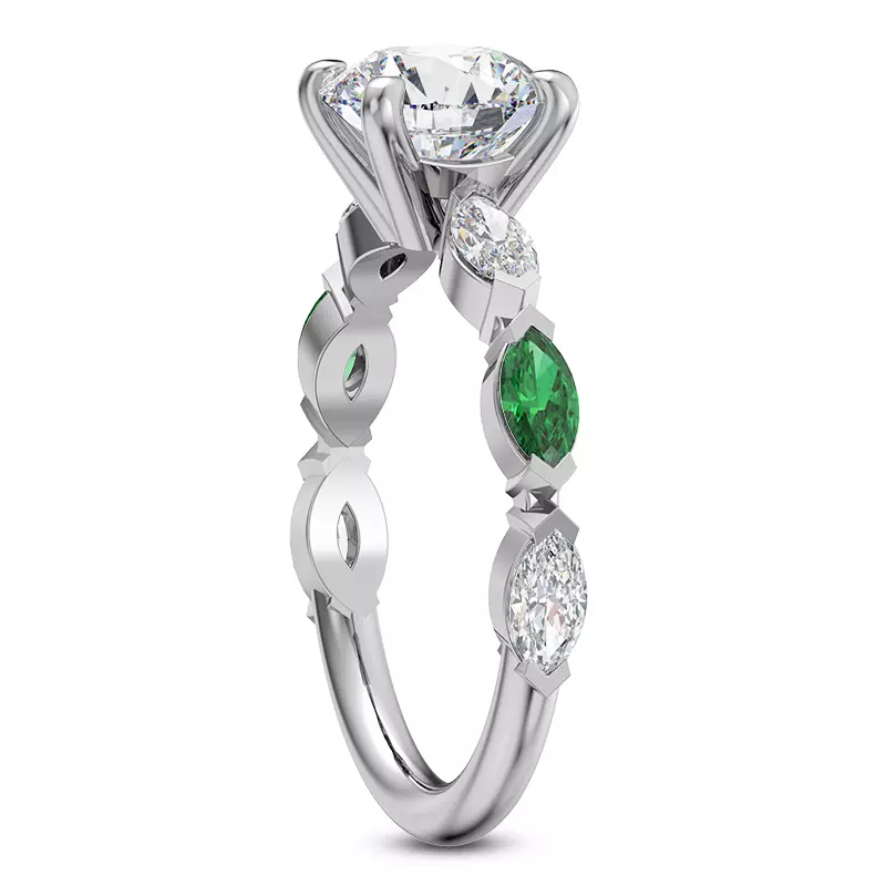 Platinum Viridi Diamond And Emerald Engagement Ring