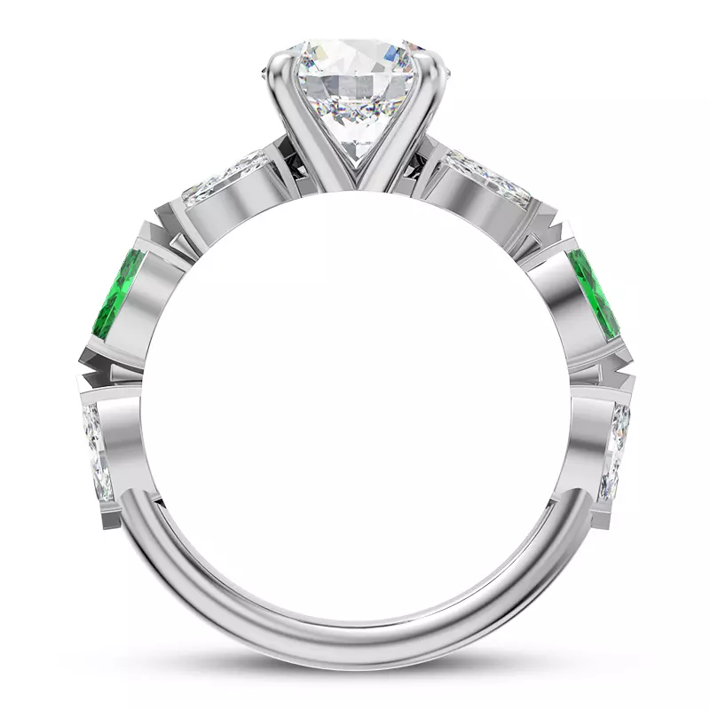 Platinum Viridi Diamond And Emerald Engagement Ring