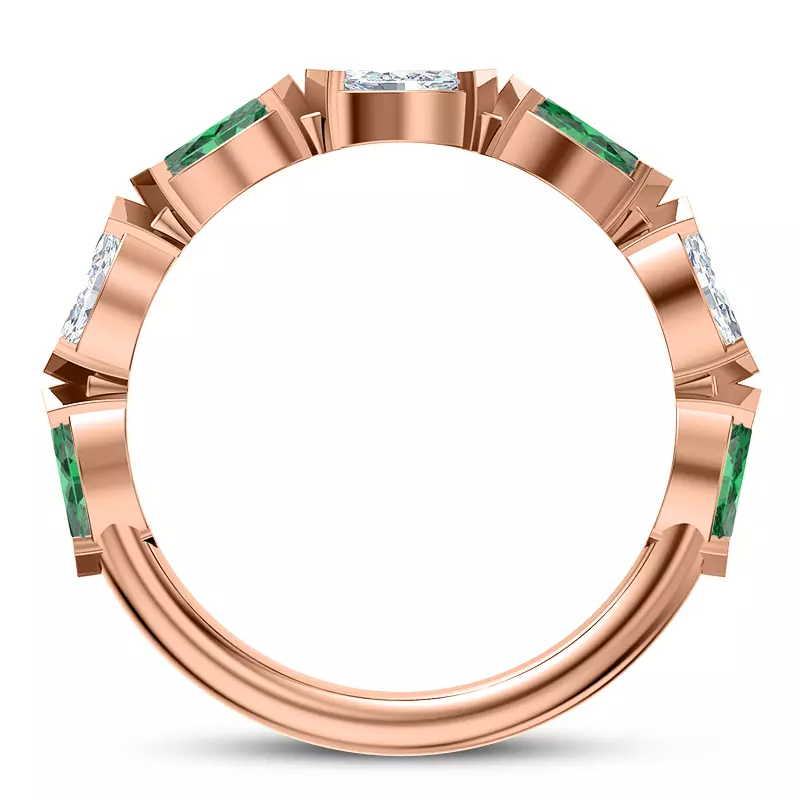 14K Rose Gold Viridi Diamond And Emerald Band
