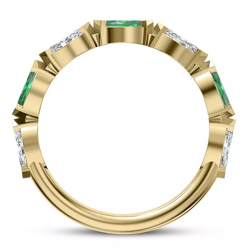 18K Yellow Gold Viridi Diamond And Emerald Band
