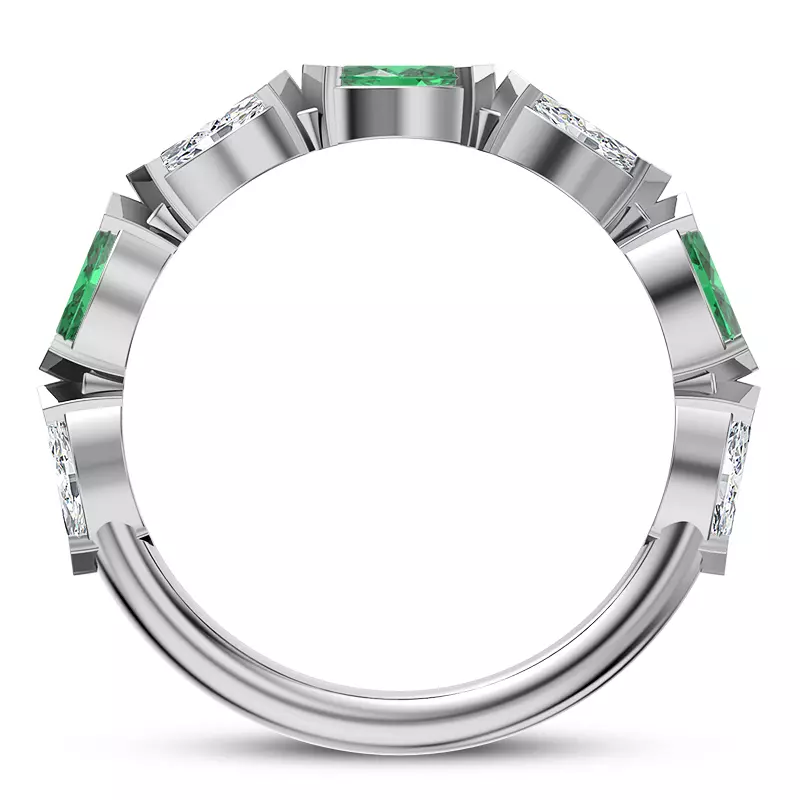 Platinum Viridi Diamond And Emerald Band