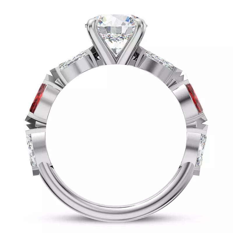 Platinum Cherry Diamond and Ruby Engagement Ring