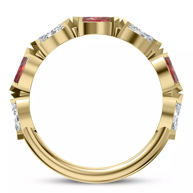 14K Yellow Gold Cherry Diamond and Ruby Band