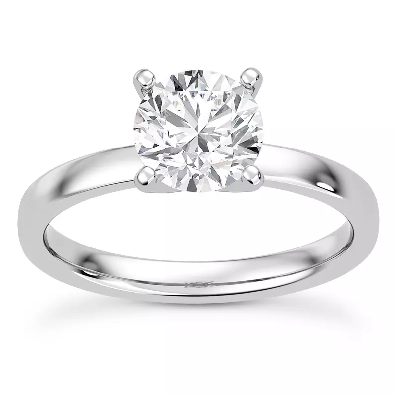 14K White Gold Linda 2mm Comfort Fit Engagement Ring