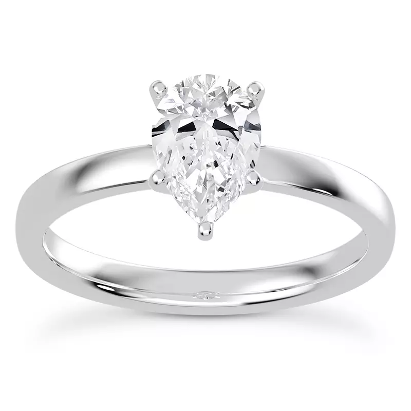 14K White Gold Linda 2mm Comfort Fit Engagement Ring