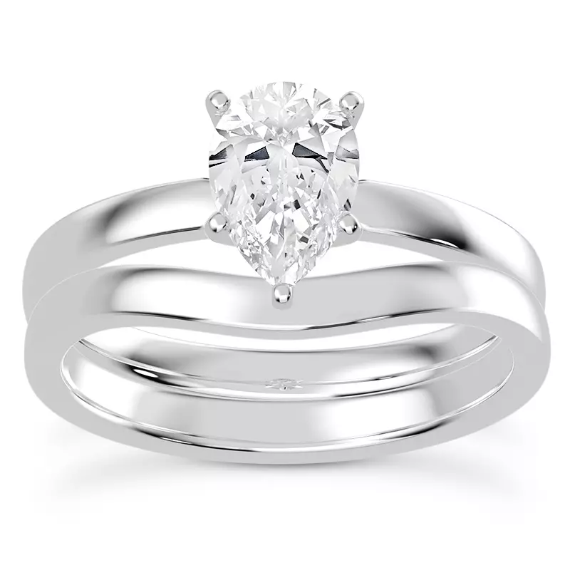 14K White Gold Linda 2mm Comfort Fit Engagement Ring