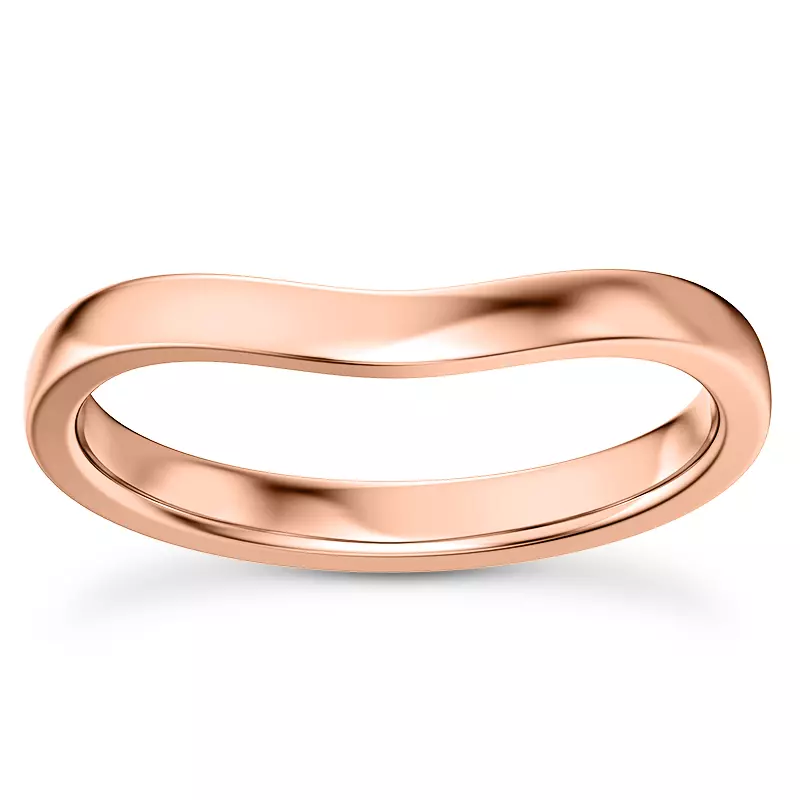14K Rose Gold Linda Curved 2mm Band