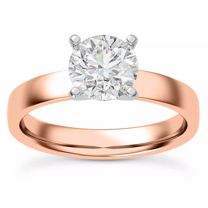 14K Rose Gold Linda 3mm Comfort Fit Engagement Ring