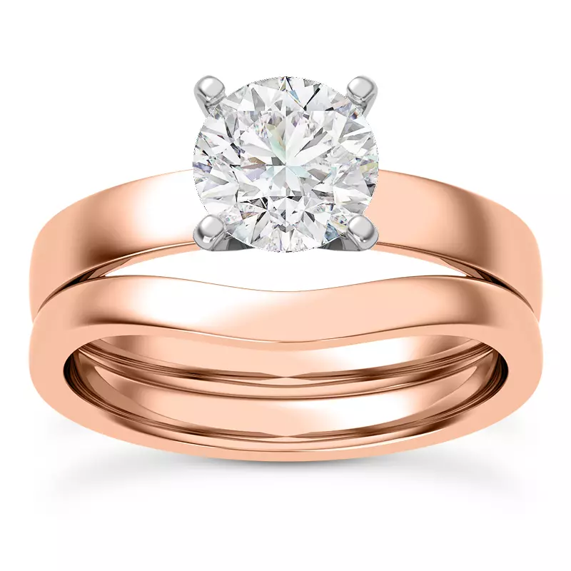 14K Rose Gold Linda 3mm Comfort Fit Engagement Ring
