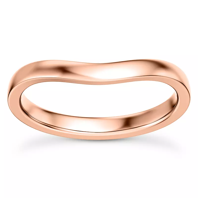 14K Rose Gold Linda  2mm Curved Band