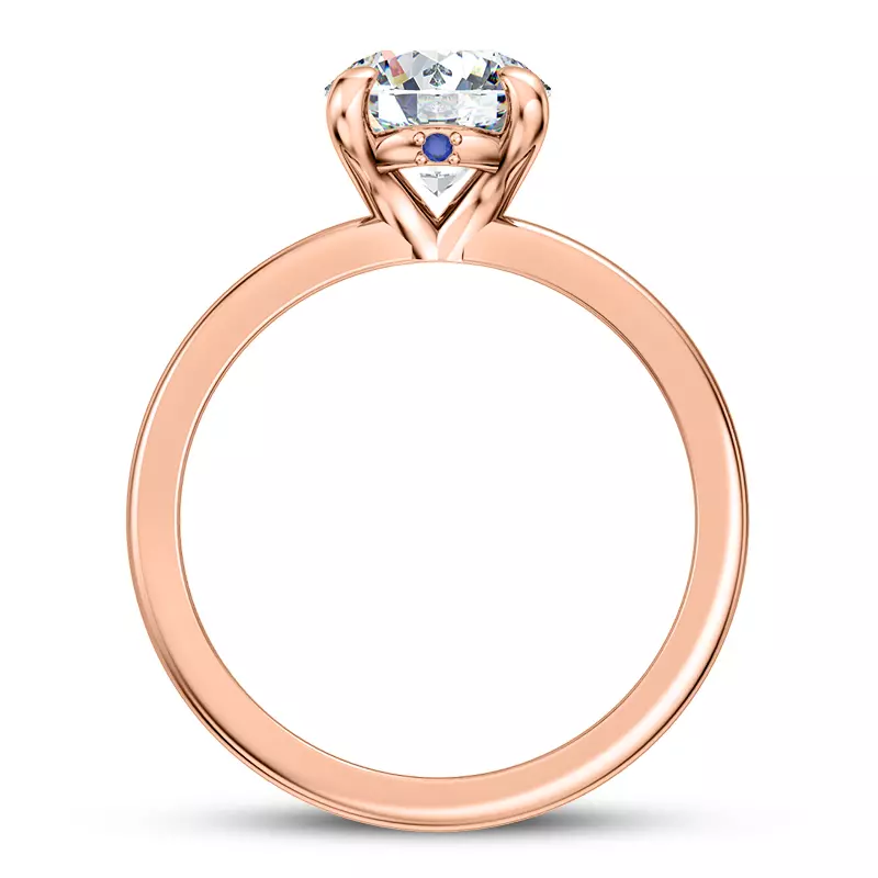 14K Rose Gold Solo Solitaire Ring With Sapphire Accent