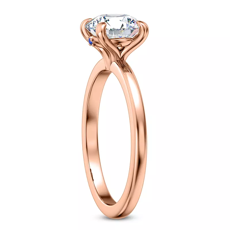 14K Rose Gold Solo Solitaire Ring With Sapphire Accent