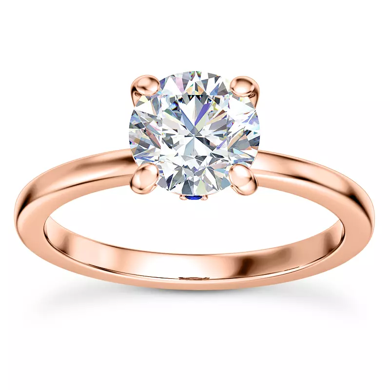 14K Rose Gold Solo Solitaire Ring With Sapphire Accent