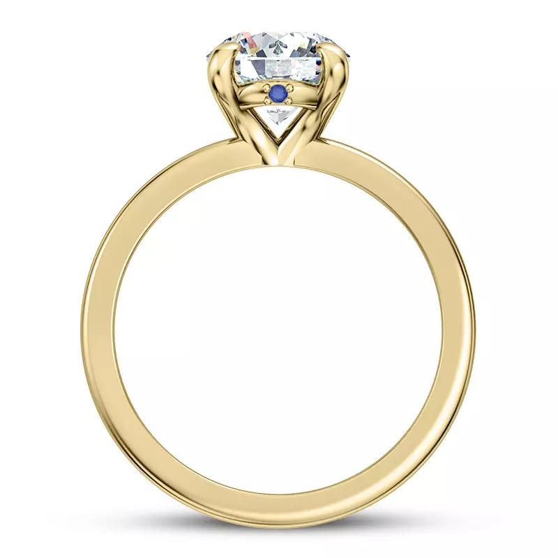 14K Yellow Gold Solo Solitaire Ring With Sapphire Accent