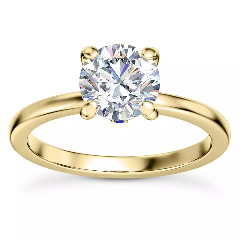 14K Yellow Gold Solo Solitaire Ring With Sapphire Accent