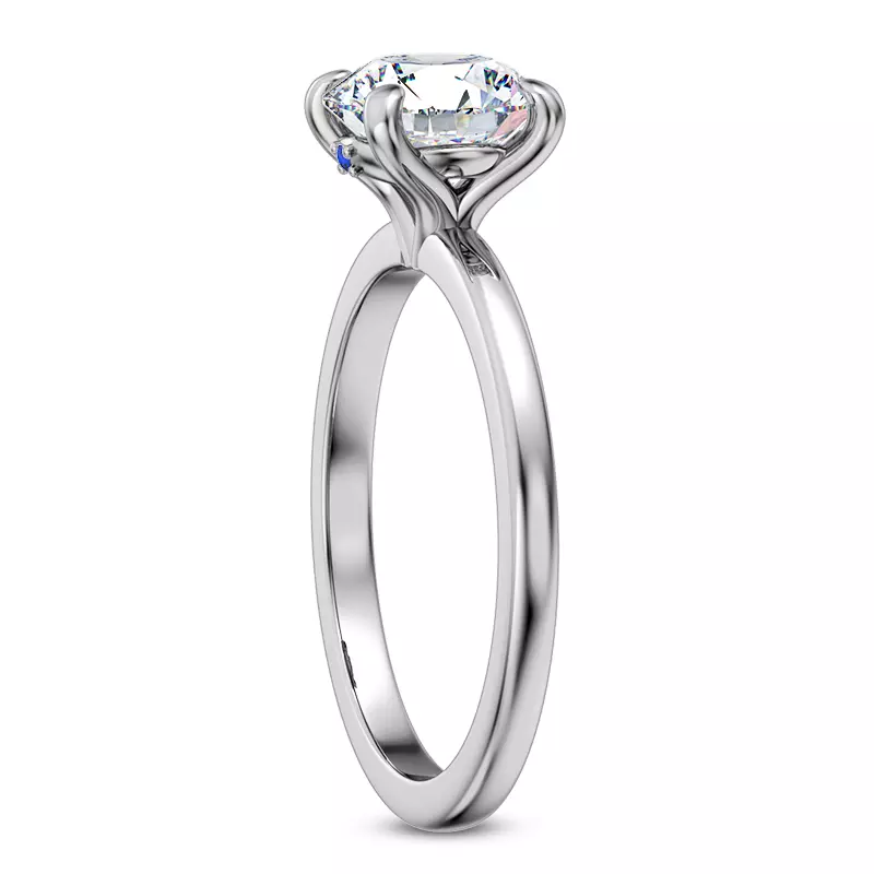 Platinum Solo Solitaire Ring With Sapphire Accent