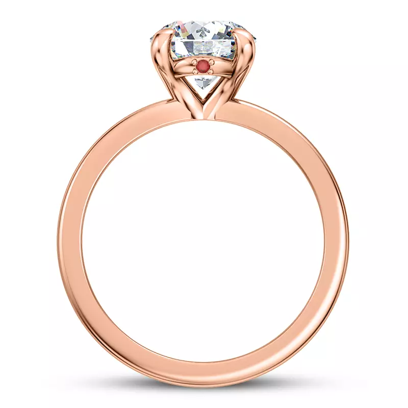 14K Rose Gold Solo Solitaire Ring With Ruby Accent