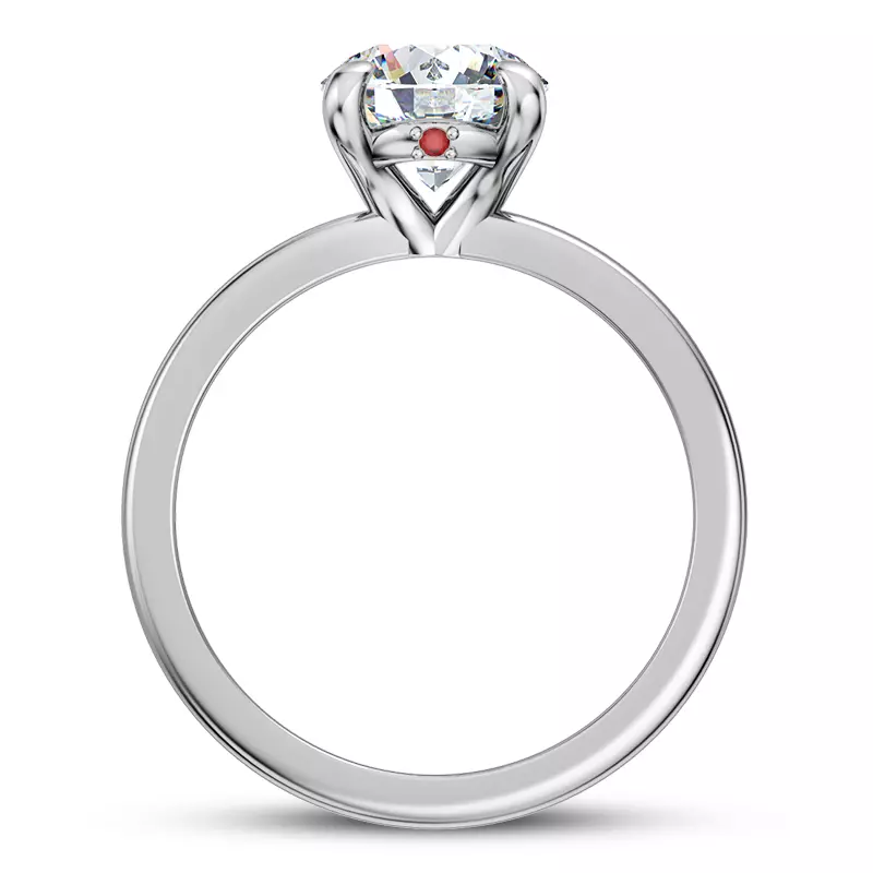14K White Gold Solo Solitaire Ring With Ruby Accent