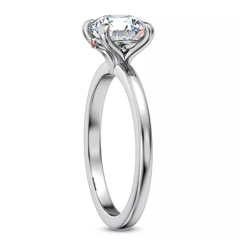 14K White Gold Solo Solitaire Ring With Ruby Accent